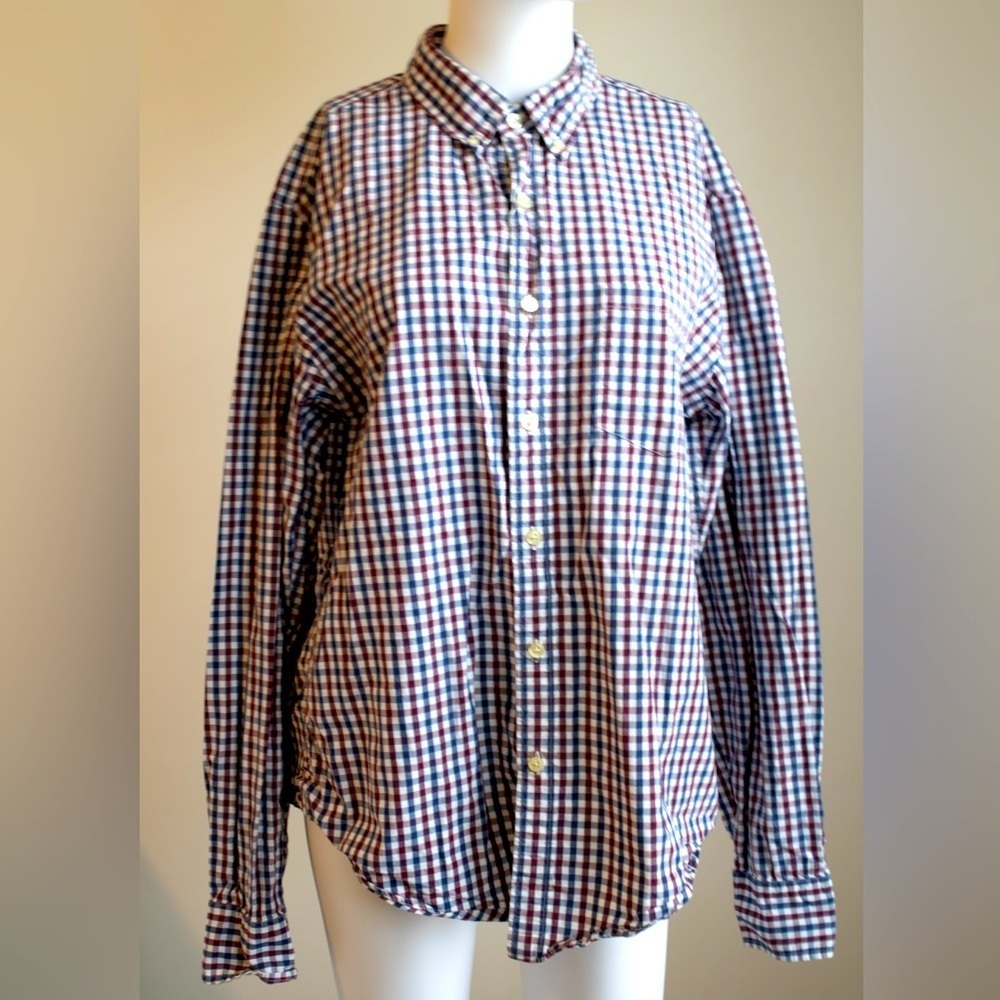 J. Crew Slim Plaid Quality Woven Button Down  Men’s Long Sleeve Shirt Size Large
